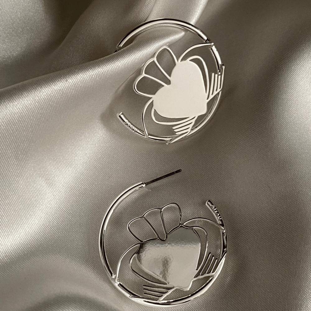 Heart Strong Claddagh Hoop Earrings Silver- Lillys Pharmacy and Health Store