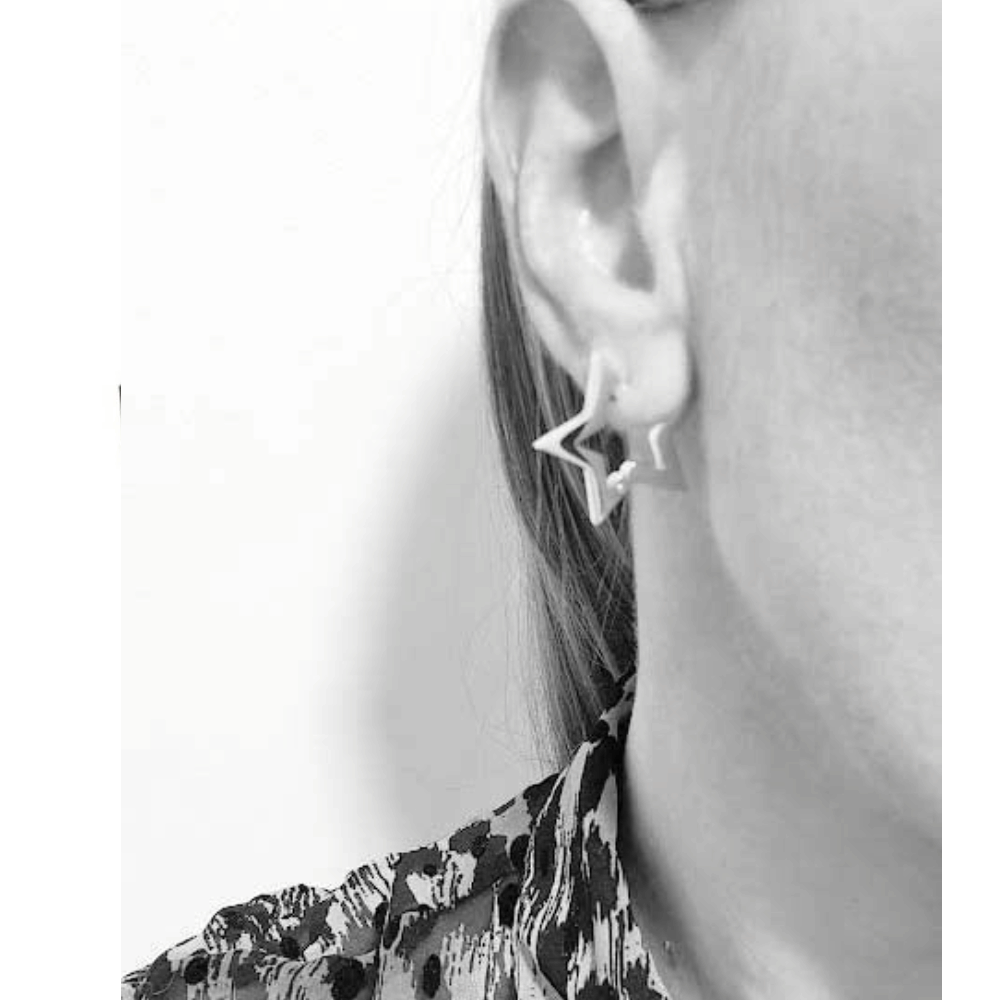 Not Yer Average Star Hoop Earrings Silver- Lillys Pharmacy and Health Store