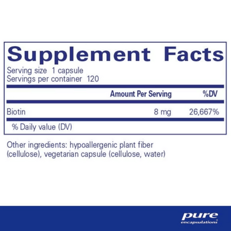 Pure Encapsulations Biotin 8 mg 60's- Lillys Pharmacy and Health Store