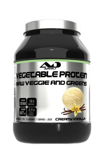 Addict Sport Nutrition Vegetable Protein Raw Veggie and Greens, Creamy Vanilla - 750g - Lilly’s Pharmacy & Health Store