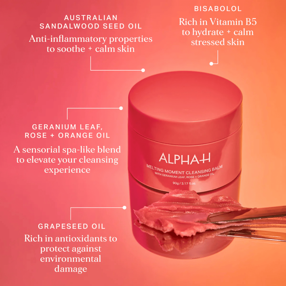 Alpha-H Melting Moment Cleansing Balm Geranium Red 90g- Lillys Pharmacy and Health Store