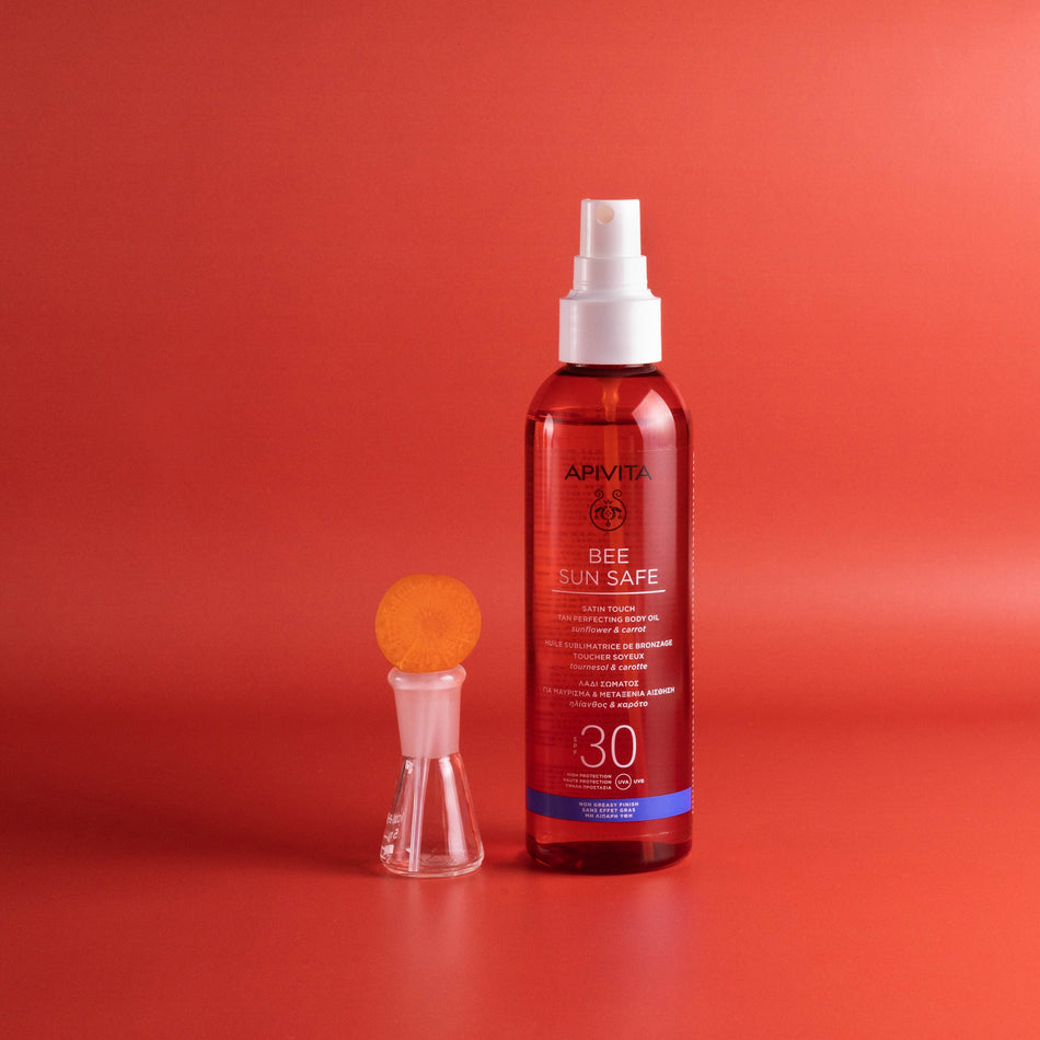 Apivita-Bee Sun Safe- Satin Touch Tan Perfecting Body Oil Spf30- Lillys Pharmacy and Health Store