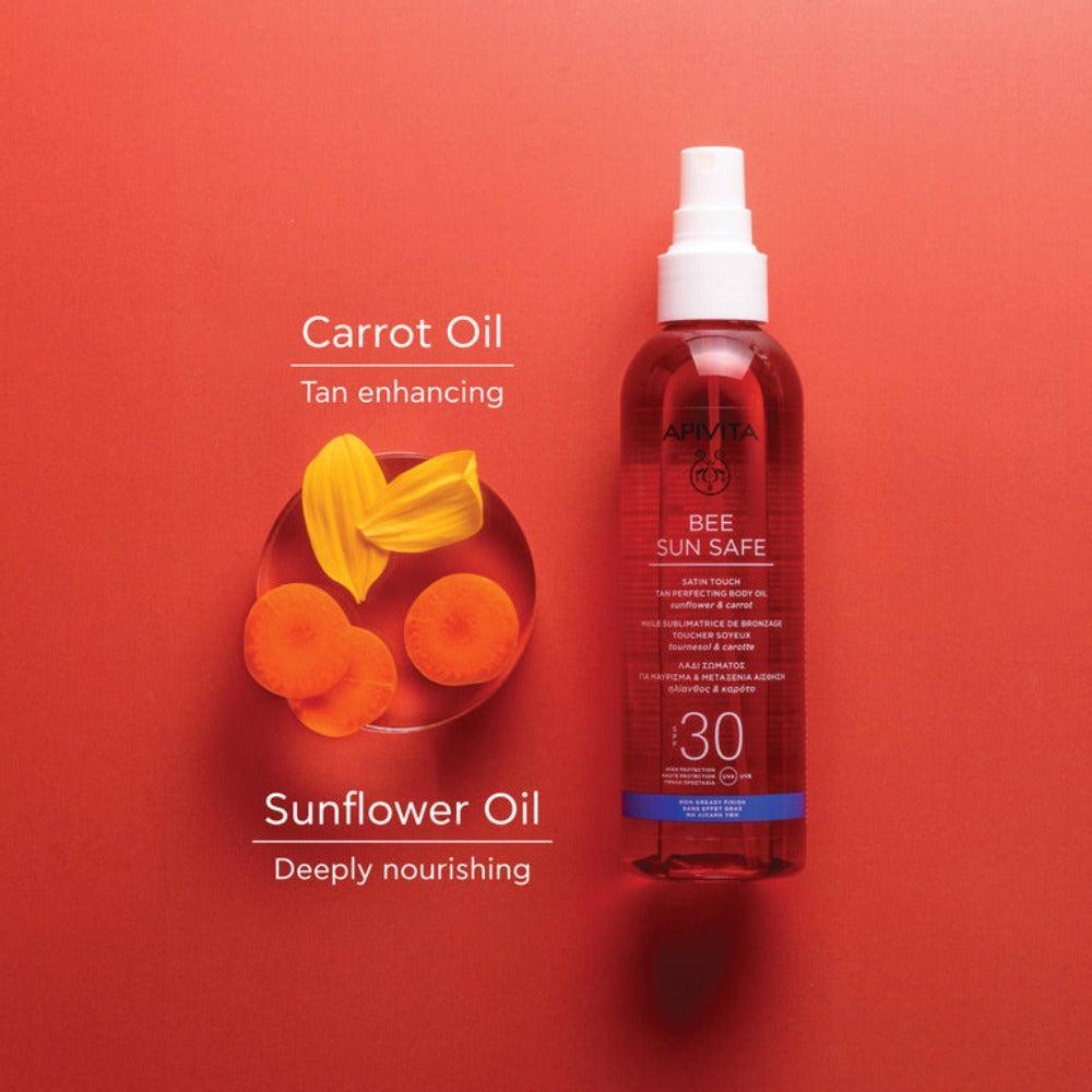 Apivita-Bee Sun Safe- Satin Touch Tan Perfecting Body Oil Spf30- Lillys Pharmacy and Health Store