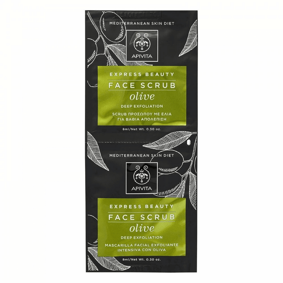 Apivita Express Face Scrub Olive 2x8ml- Lillys Pharmacy and Health Store