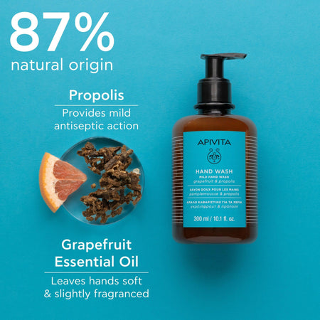 Apivita Hand Wash With Grapefruit & Propolis 300ml- Lillys Pharmacy and Health Store