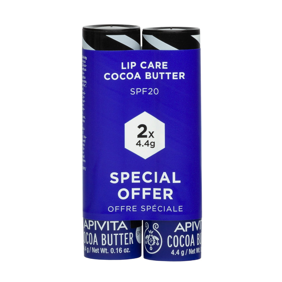 Apivita Lip Care Cocoa Spf20 2 x 4.4G- Lillys Pharmacy and Health Store