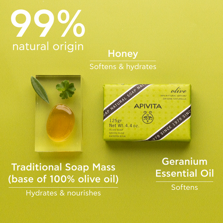 Apivita Natural Soap Olive Oil 125G- Lillys Pharmacy and Health Store