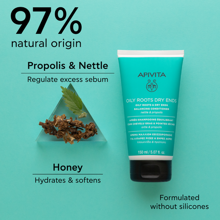 Apivita Oily Roots & Dry Ends Balancing Conditioner 150ml- Lillys Pharmacy and Health Store