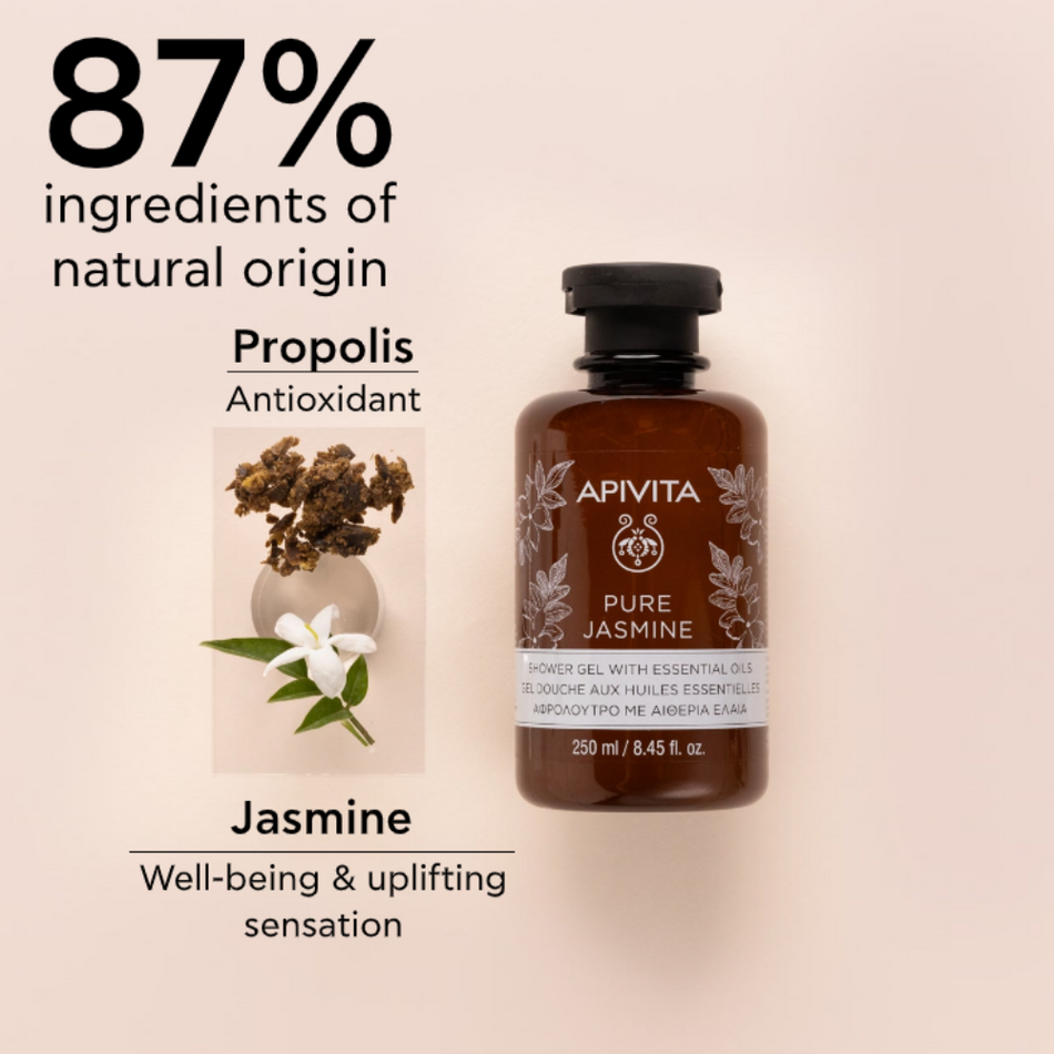 Apivita Pure Jasmine Shower Gel with Essential Oils 250ml- Lillys Pharmacy and Health Store