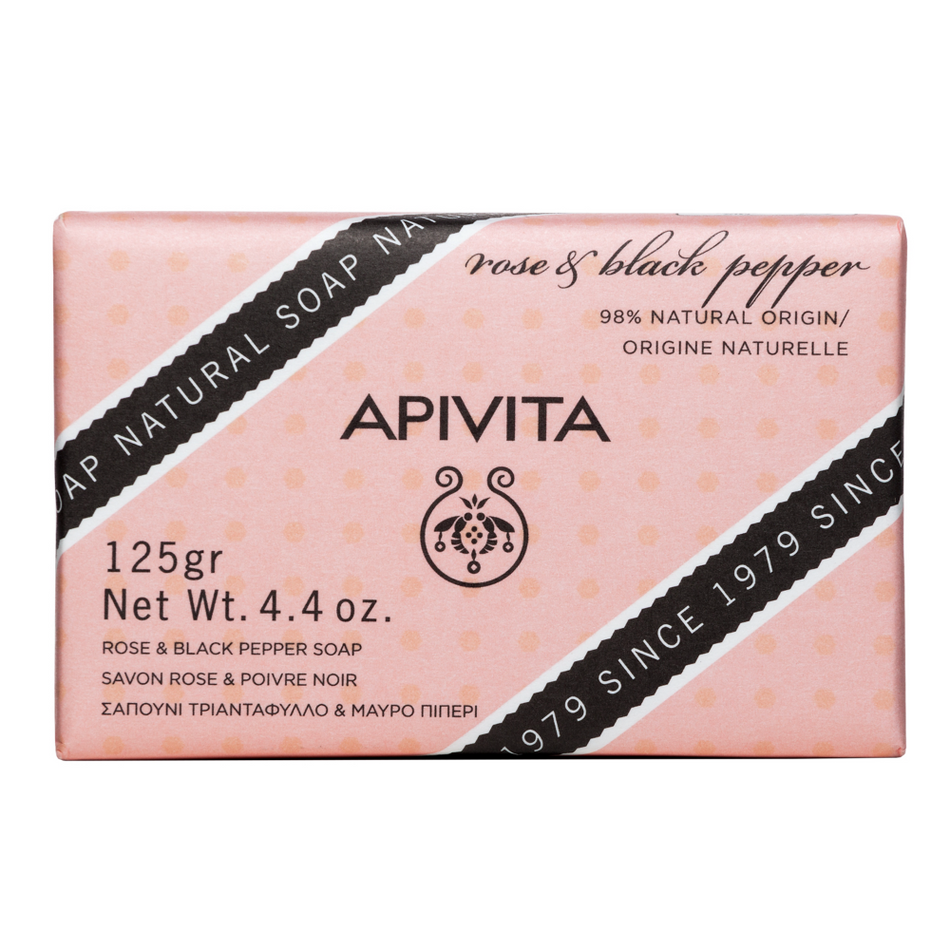 Apivita Rose & Black Pepper Soap 125G- Lillys Pharmacy and Health Store