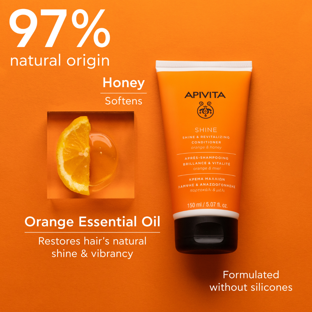 Apivita Shine & Revitalising Conditioner, Orange & Honey 150ml- Lillys Pharmacy and Health Store
