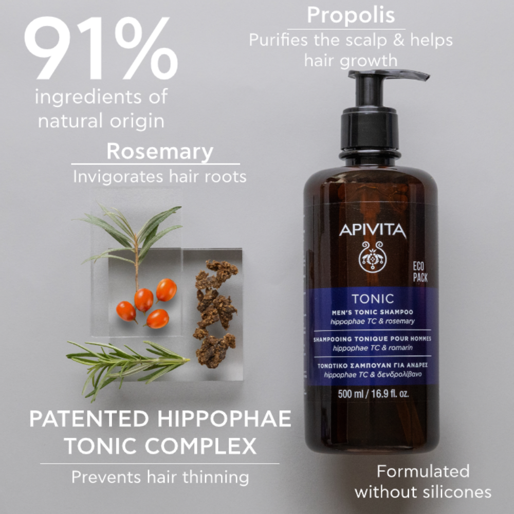 Apivita Tonic Hair Care Men's Tonic Shampoo 500ml- Lillys Pharmacy and Health Store