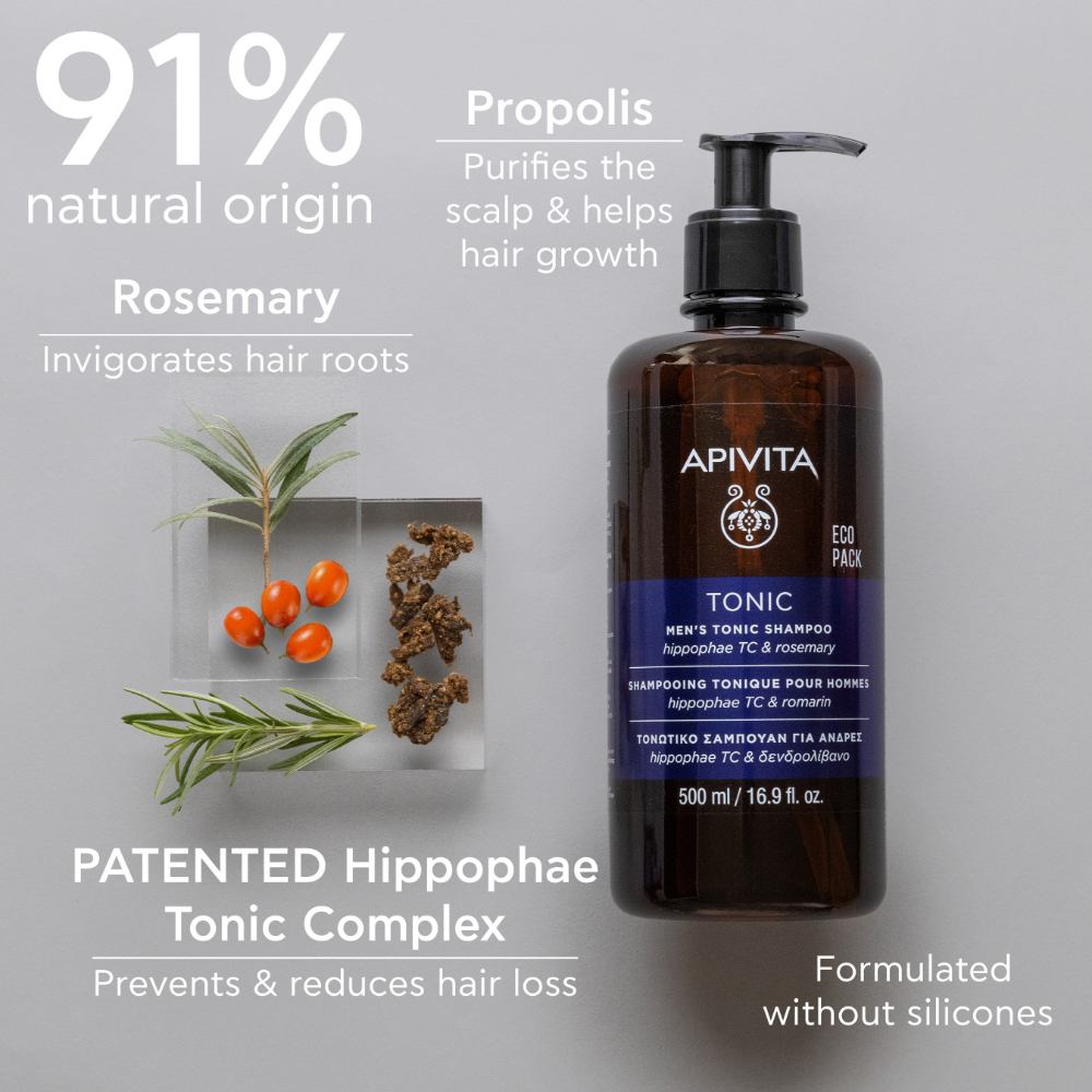 Apivita Tonic Hair Care Men's Tonic Shampoo 500ml- Lillys Pharmacy and Health Store