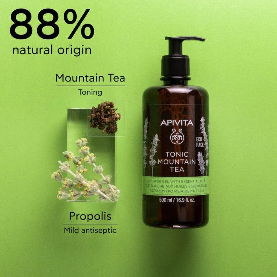 Apivita Tonic Mountain Tea Shower Gel 500ml- Lillys Pharmacy and Health Store