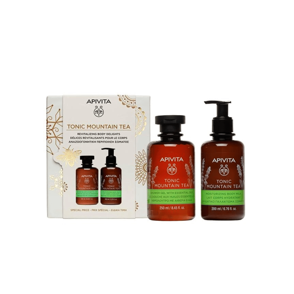 Apivita Tonic Mountain Tea Shower Gel & Body Milk Duo- Lillys Pharmacy and Health Store