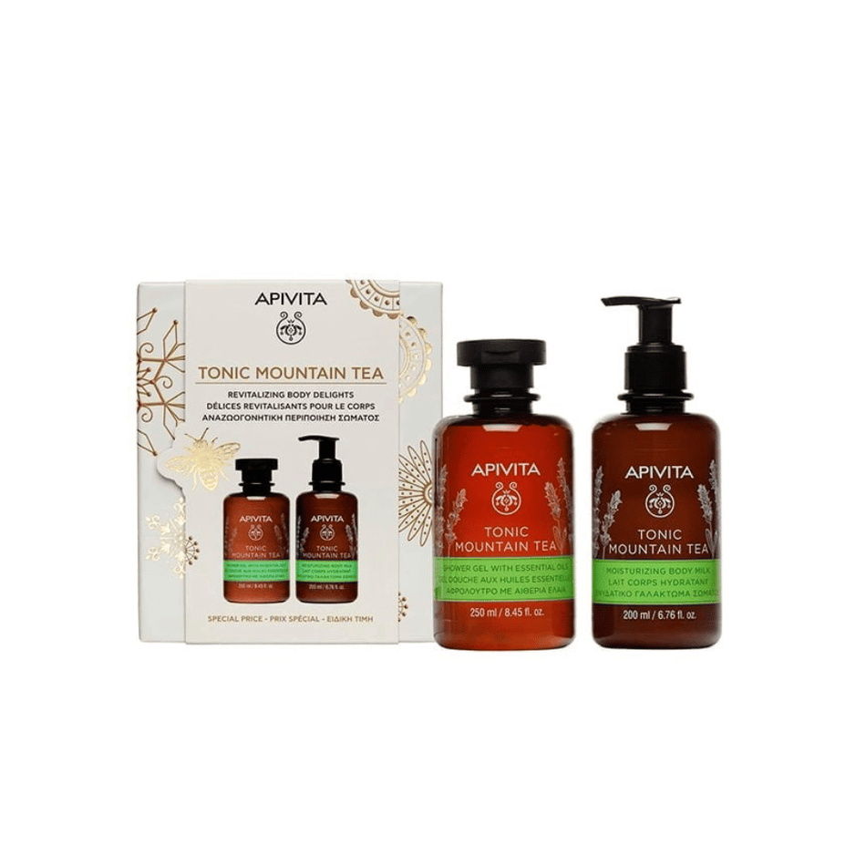 Apivita Tonic Mountain Tea Shower Gel & Body Milk Duo- Lillys Pharmacy and Health Store