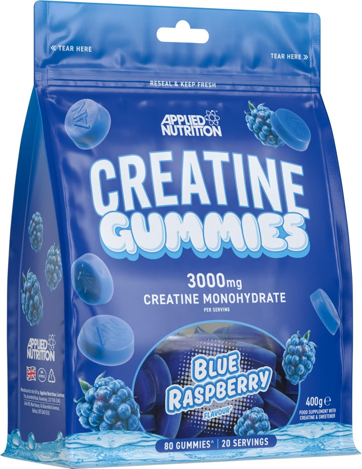 Applied Nutrition Creatine Gummies, Blue Raspberry 80 gummies- Lillys Pharmacy and Health Store