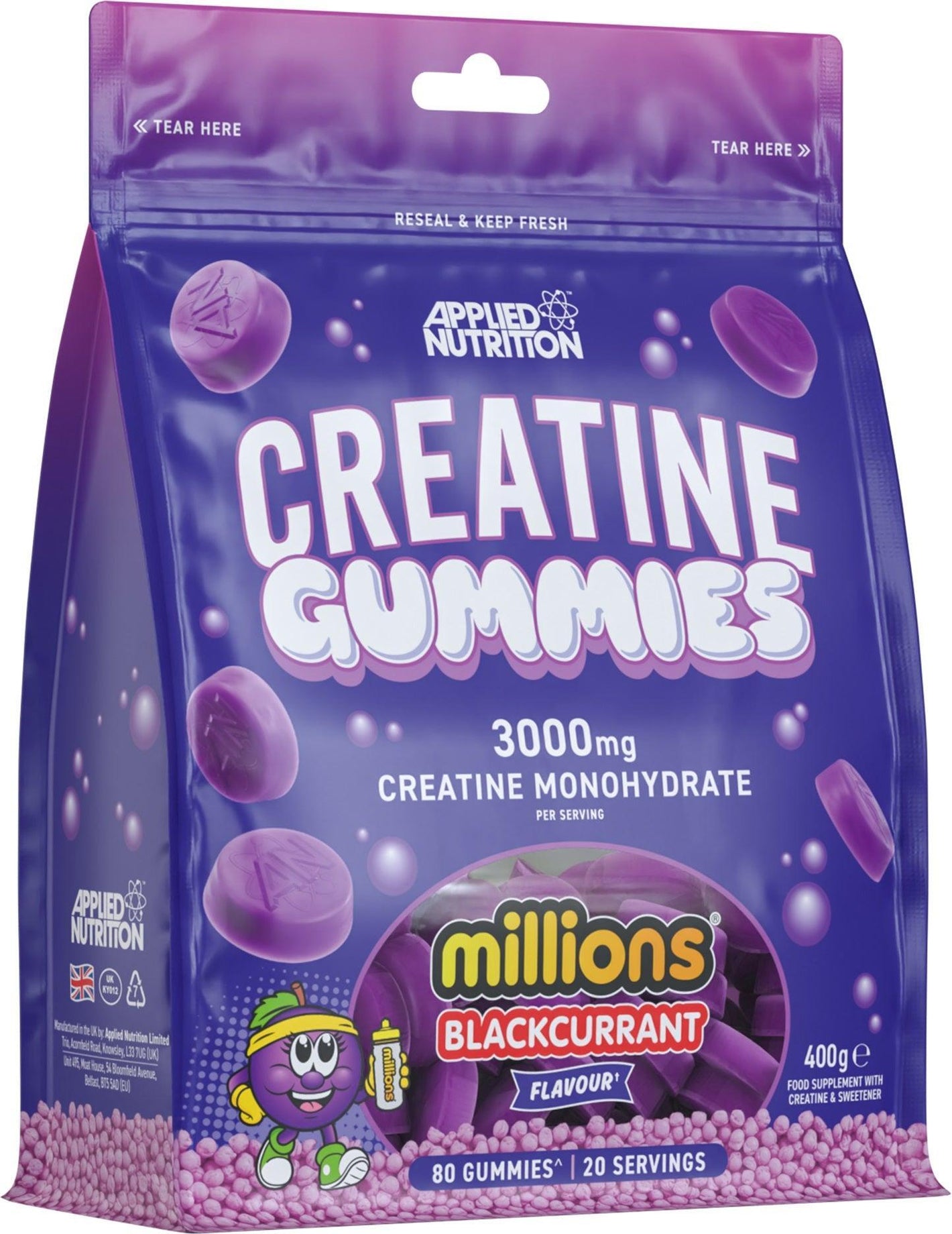Applied Nutrition Creatine Gummies, Millions Blackcurrant 80 gummies- Lillys Pharmacy and Health Store