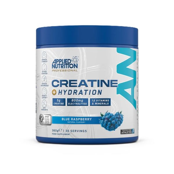 Applied Nutrition Creatine + Hydration, Blue Raspberry 360g- Lillys Pharmacy and Health Store