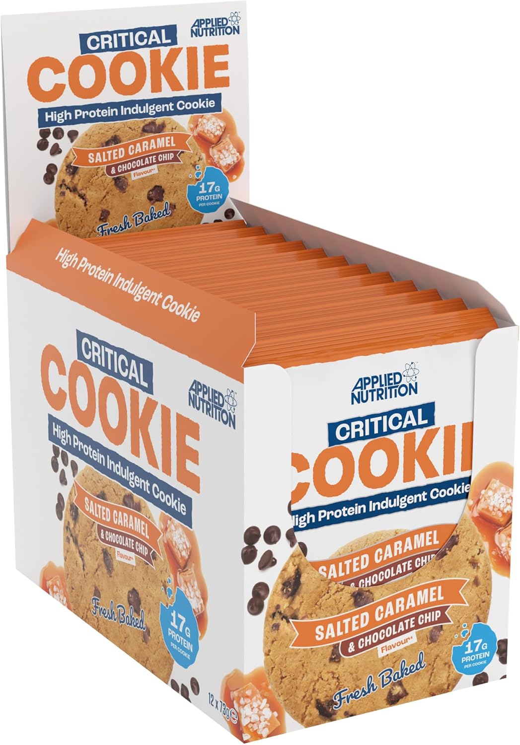 Applied Nutrition Critical Cookie, Salted Caramel & Chocolate Chip 12 x 73g- Lillys Pharmacy and Health Store