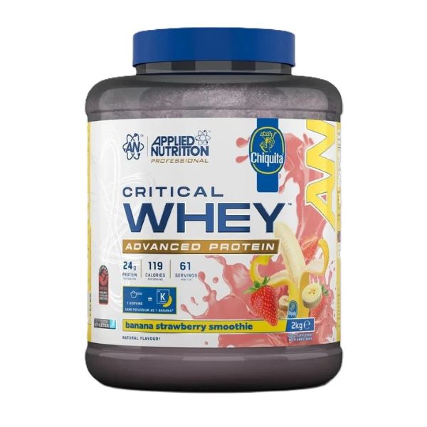 Applied Nutrition Critical Whey, Banana Strawberry Smoothie 2000g- Lillys Pharmacy and Health Store