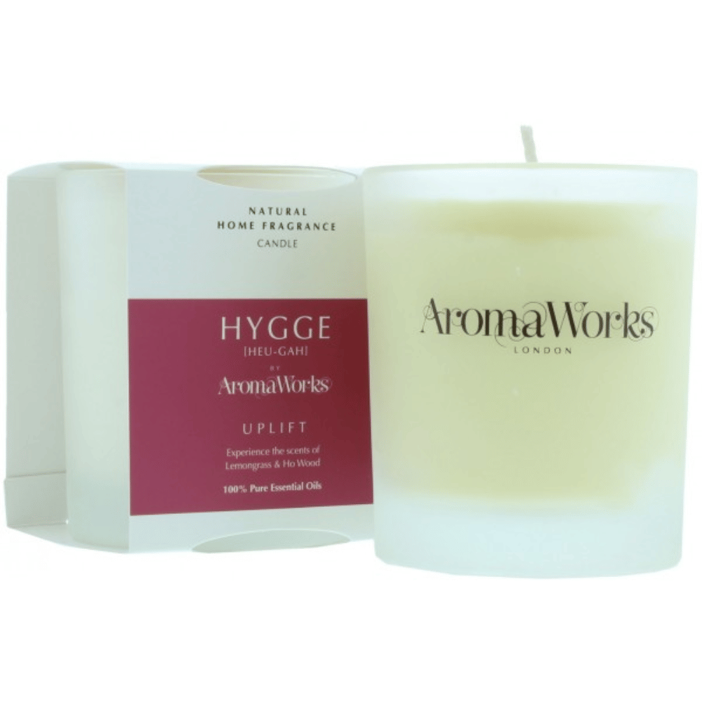 AromaWorks Hygge Candle Uplift Lemongrass and Ho wood 220gm- Lillys Pharmacy and Health Store