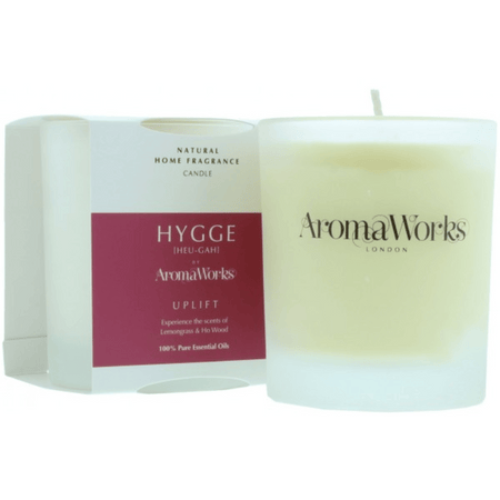 AromaWorks Hygge Candle Uplift Lemongrass and Ho wood 220gm- Lillys Pharmacy and Health Store