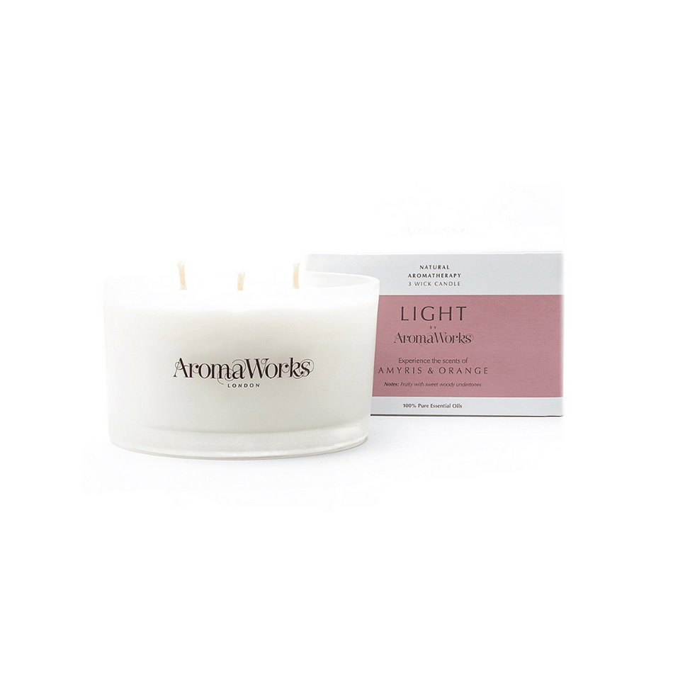 AromaWorks Light Range Amyris & Orange 3 Wick Candle- Lillys Pharmacy and Health Store