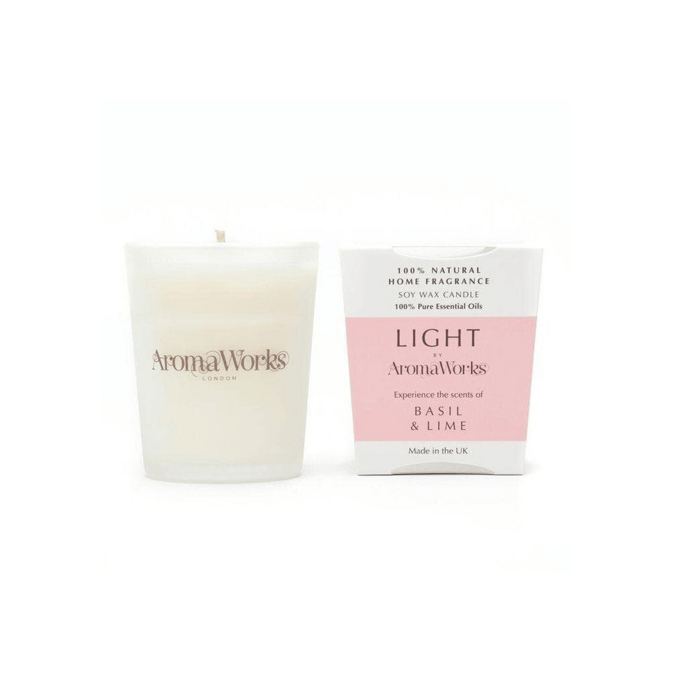 AromaWorks Light Range Basil & Lime Candle 10cl Small- Lillys Pharmacy and Health Store