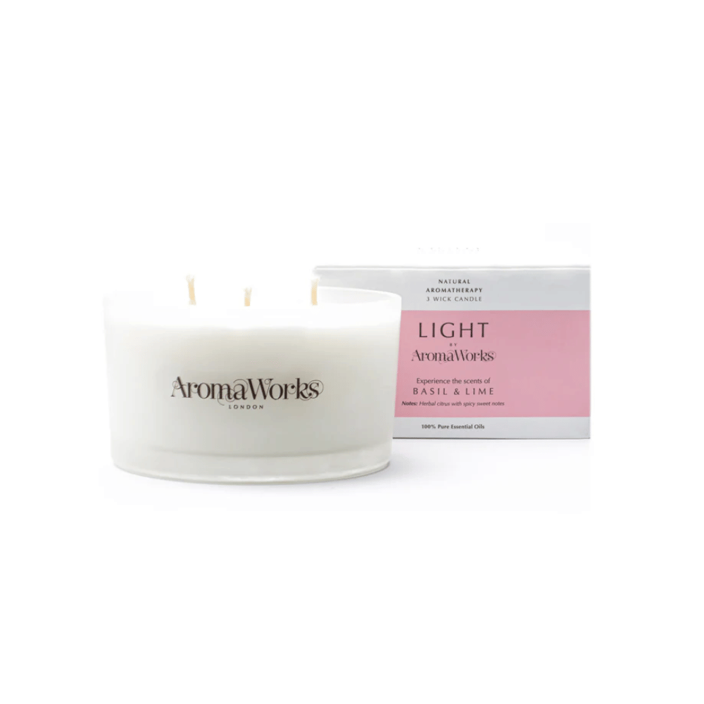 AromaWorks Light Range Basil and Lime Candle 3-Wick Large- Lillys Pharmacy and Health Store