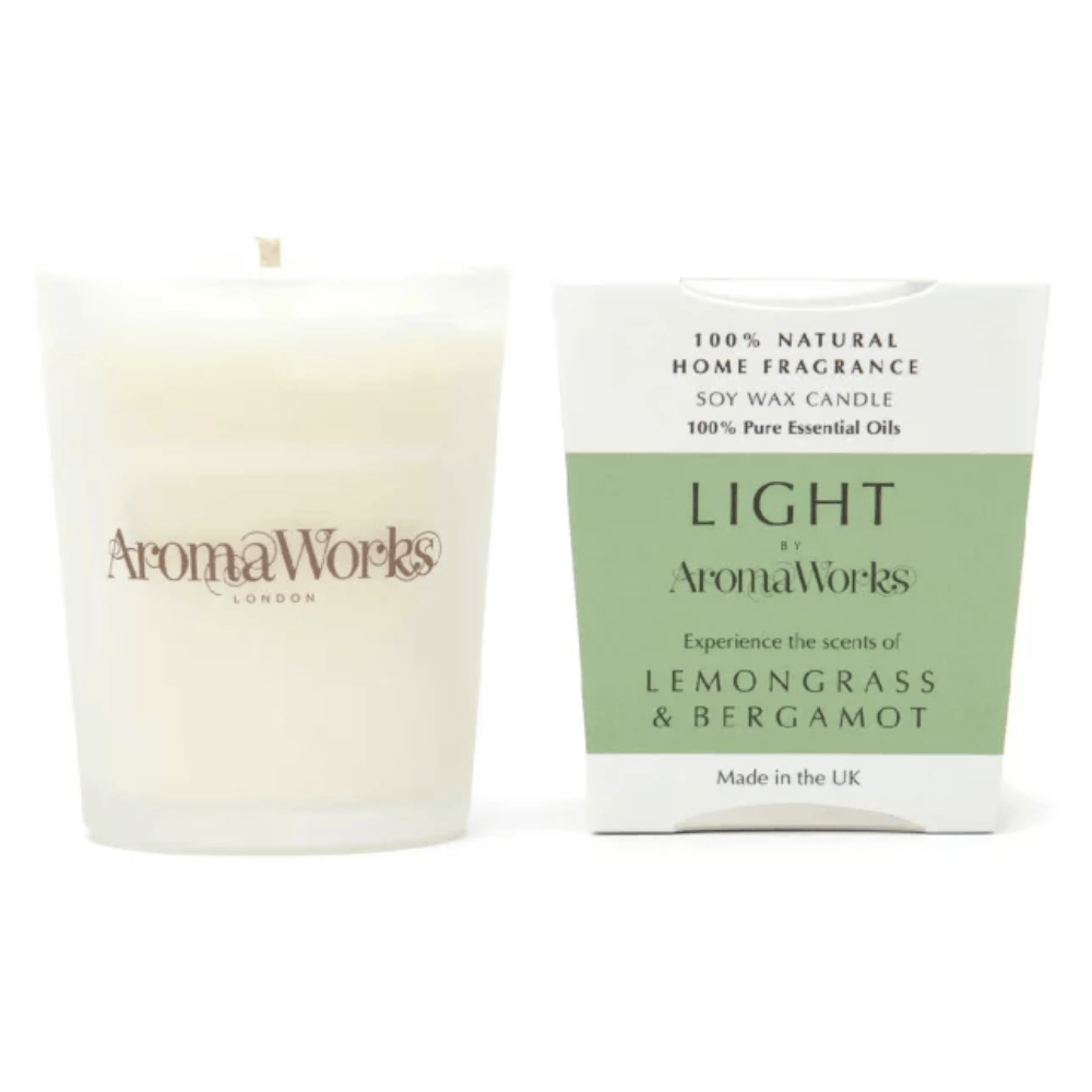 AromaWorks Light Range Lemongrass & Bergamot Candle 10cl Small- Lillys Pharmacy and Health Store