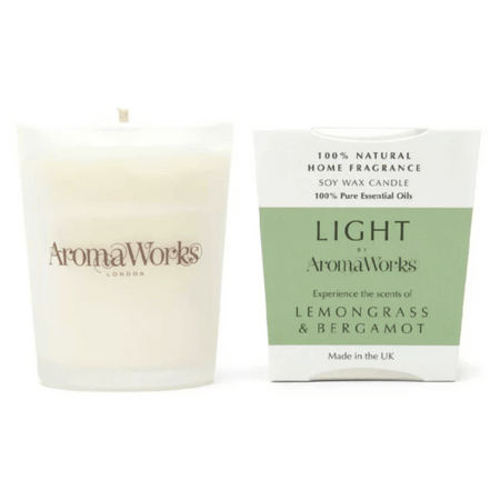 AromaWorks Light Range Lemongrass & Bergamot Candle 10cl Small- Lillys Pharmacy and Health Store