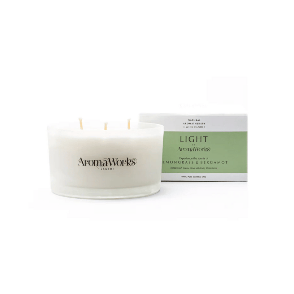 AromaWorks Light Range Lemongrass and Bergamot Candle 3-Wick Large- Lillys Pharmacy and Health Store