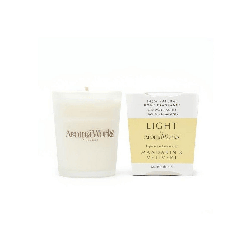 AromaWorks Light Range Mandarin & Vetivert Candle 10cl Small- Lillys Pharmacy and Health Store