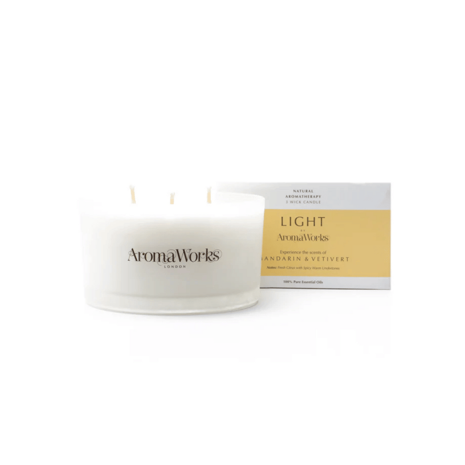 AromaWorks Light Range Mandarin and Vetivert Candle 3-Wick Large- Lillys Pharmacy and Health Store