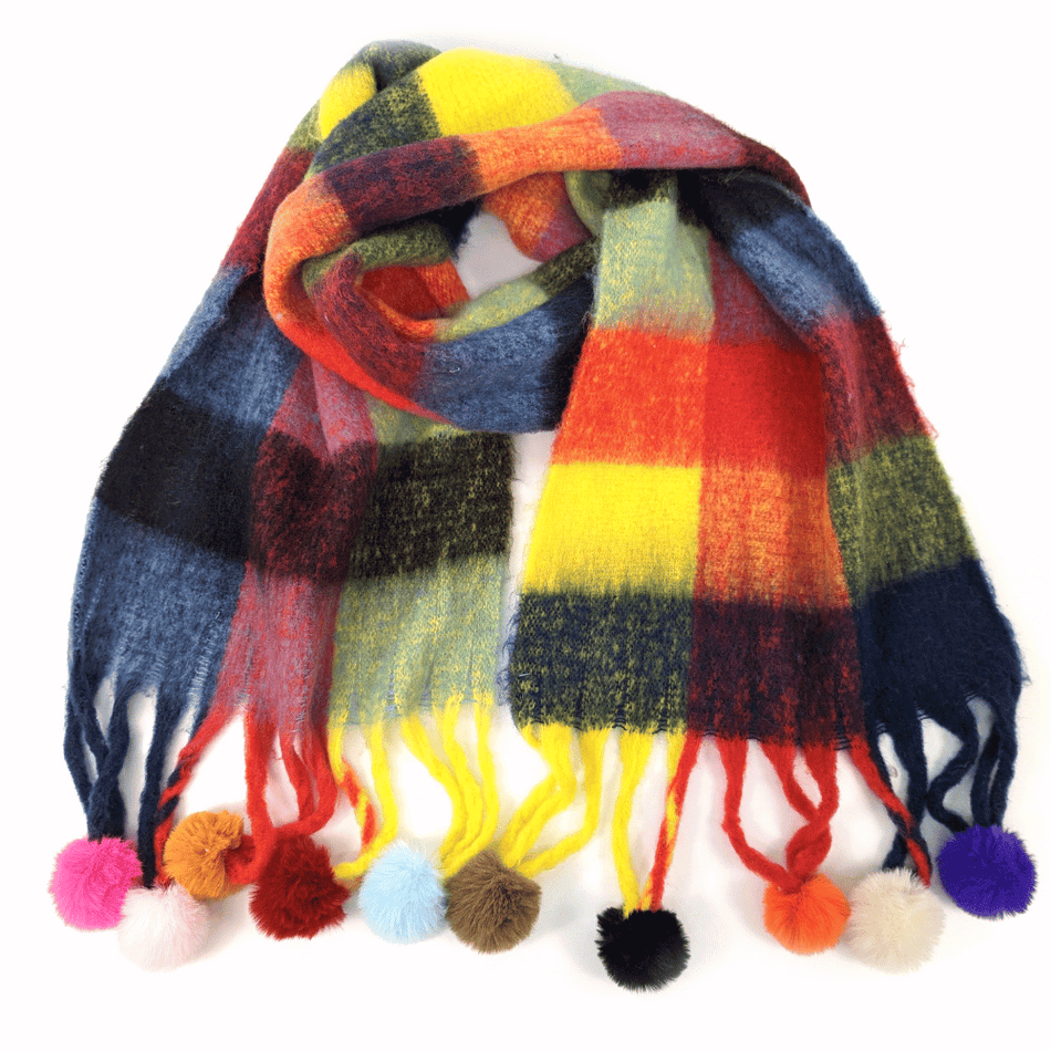 Babou - Neon Pom Pom Scarf - Flaming Berries- Lillys Pharmacy and Health Store
