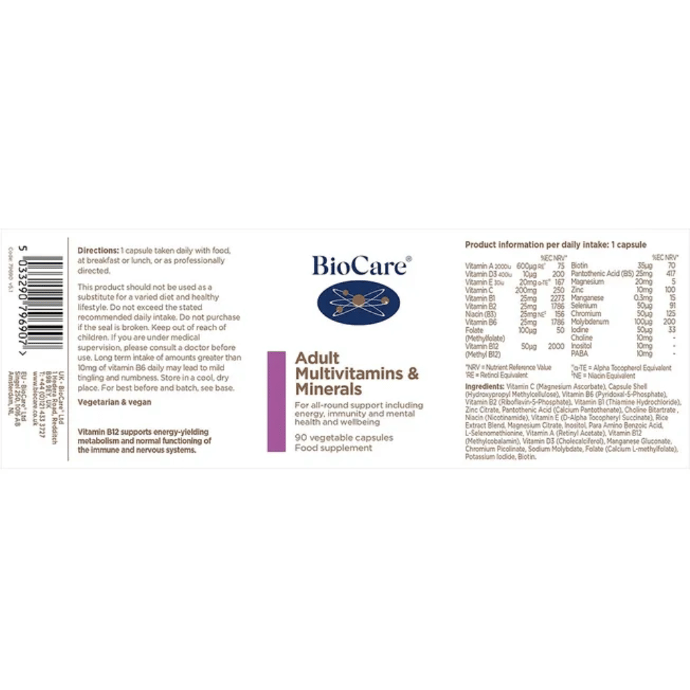 BioCare Adult Multivitamins Minerals 90 Caps- Lillys Pharmacy and Health Store