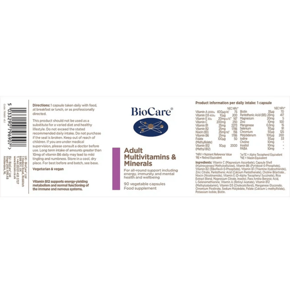 BioCare Adult Multivitamins Minerals 90 Caps- Lillys Pharmacy and Health Store