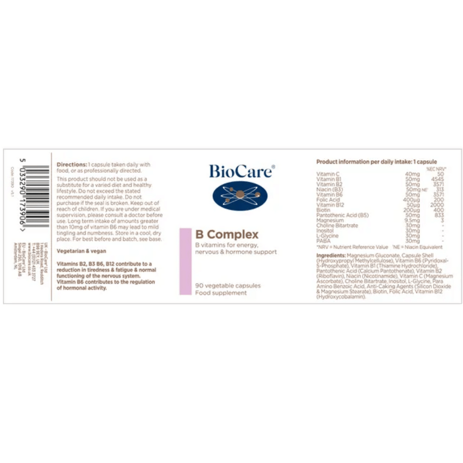 BioCare B Complex 90 Caps- Lillys Pharmacy and Health Store