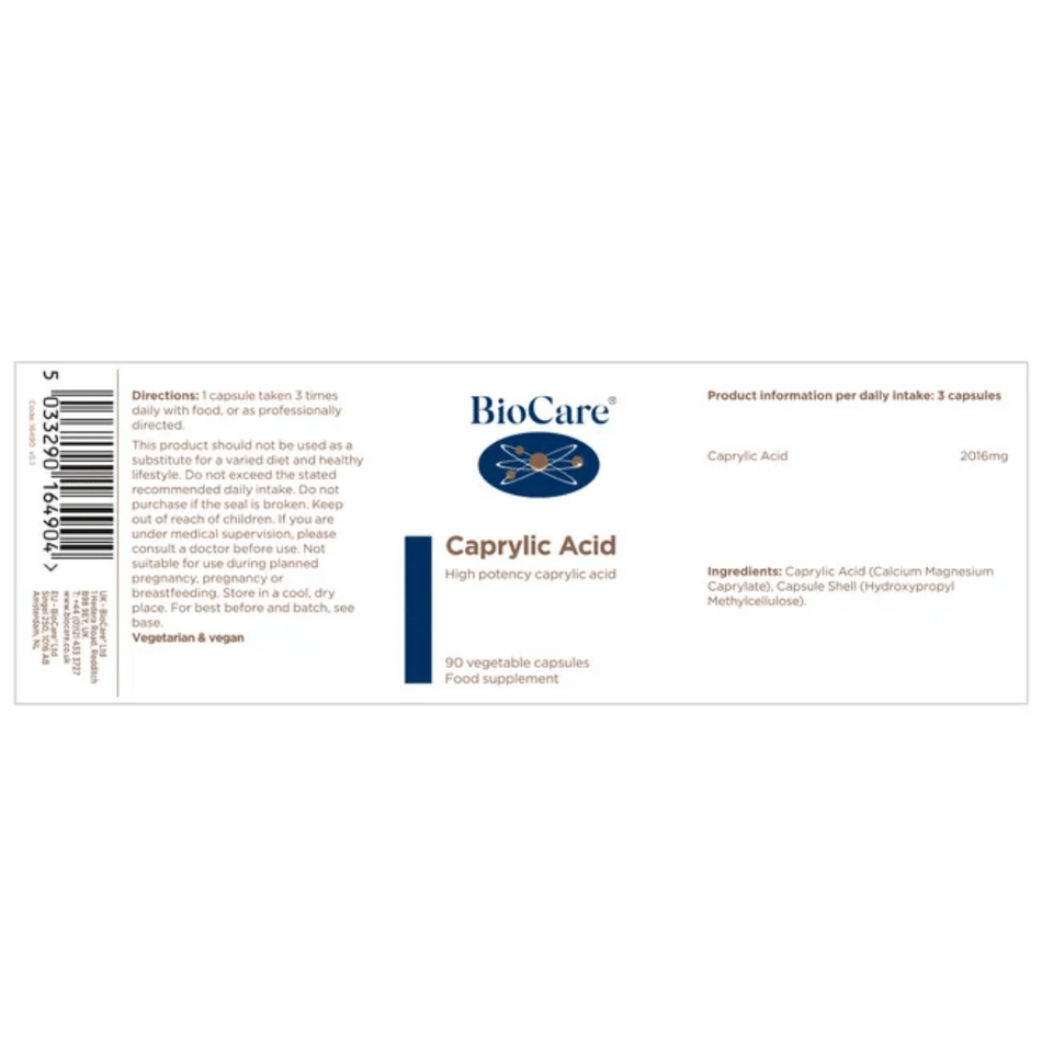 BioCare Caprylic Acid 90 Capsules- Lillys Pharmacy and Health Store