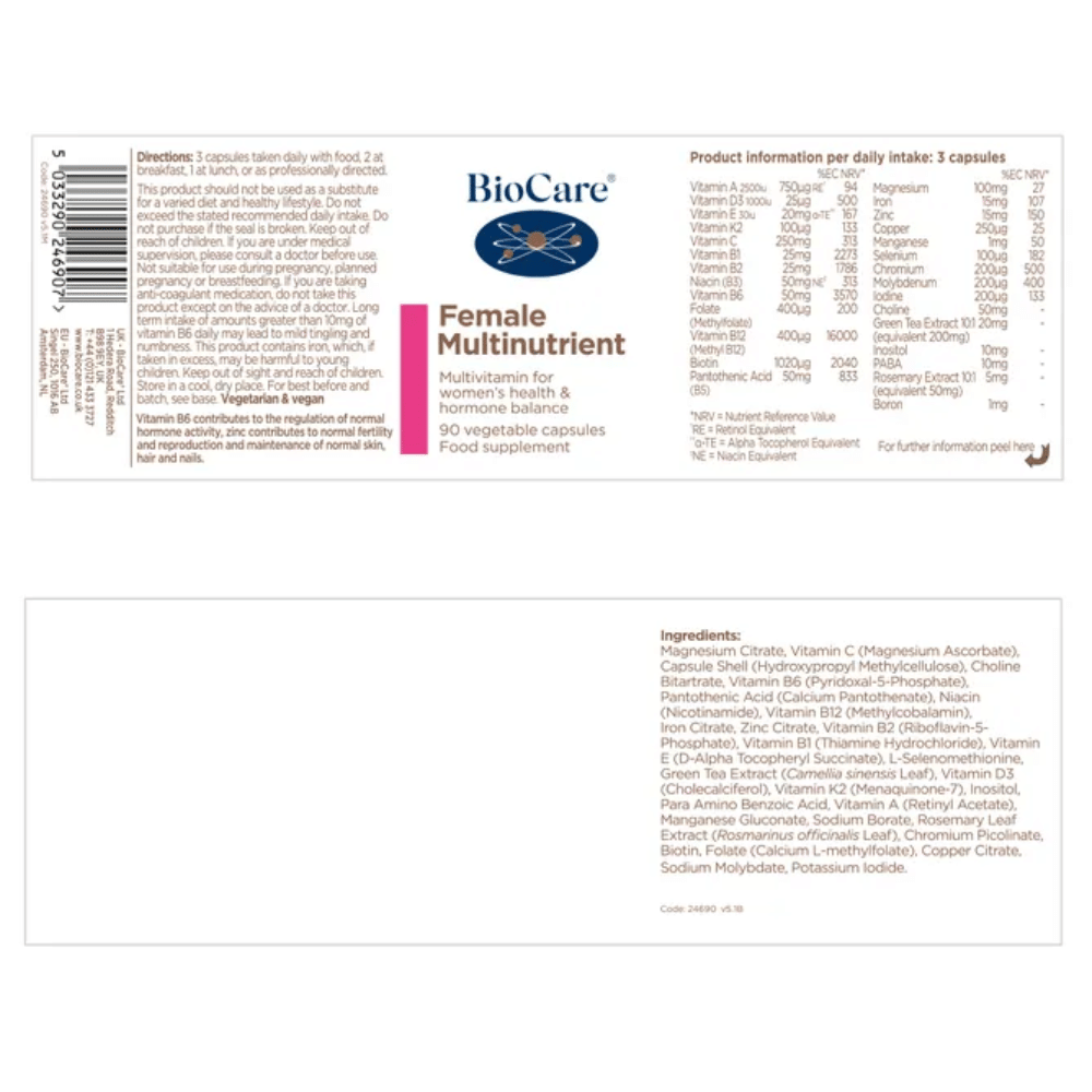 BioCare Female Multinutrient 90 Caps- Lillys Pharmacy and Health Store