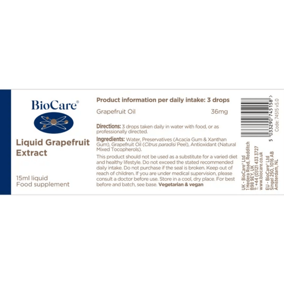 BioCare Liquid Grapefruit Extract 15ml- Lillys Pharmacy and Health Store
