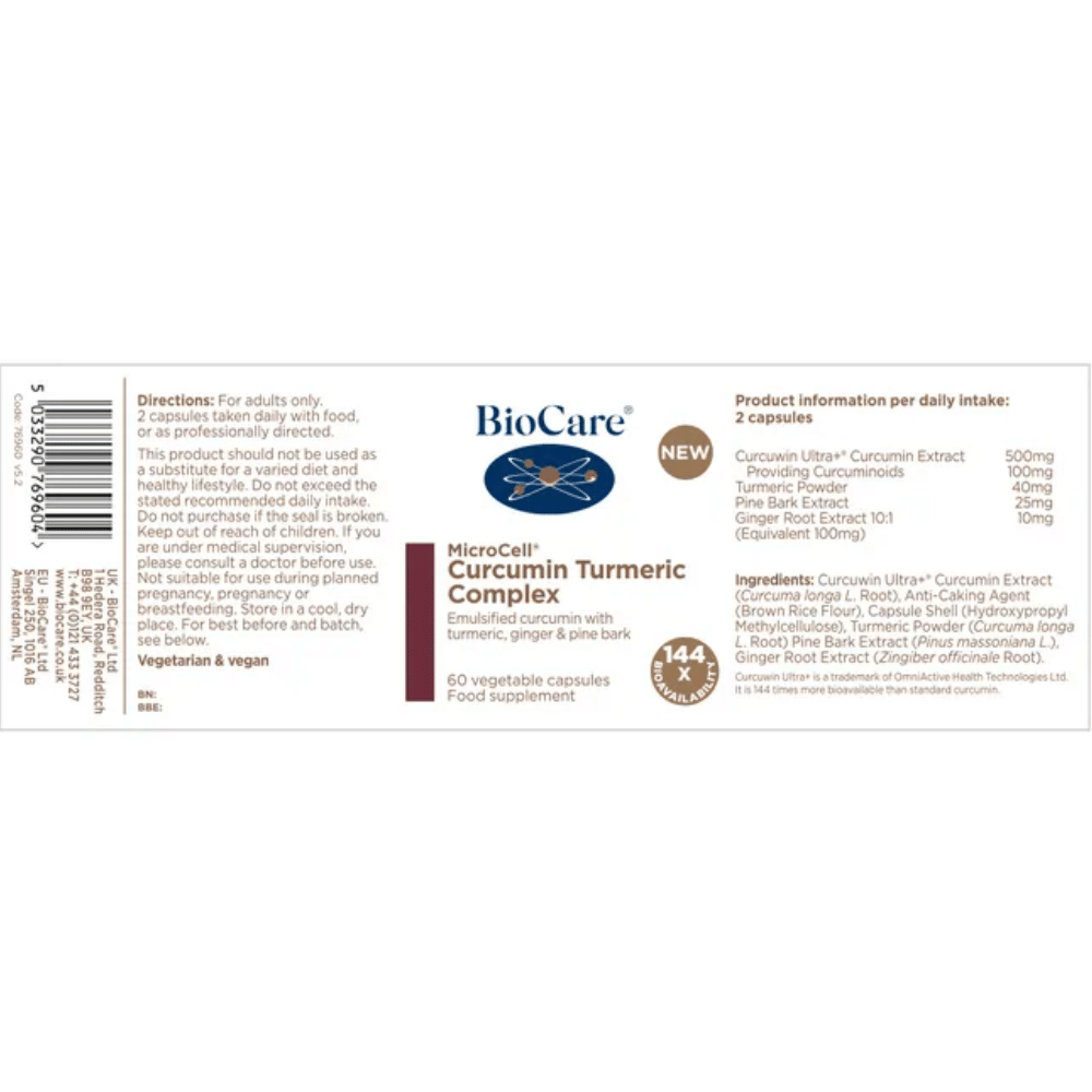 Biocare MicrocellÂ® Curcumin Turmeric Complex 60 Caps- Lilys Pharmacy and Health Store