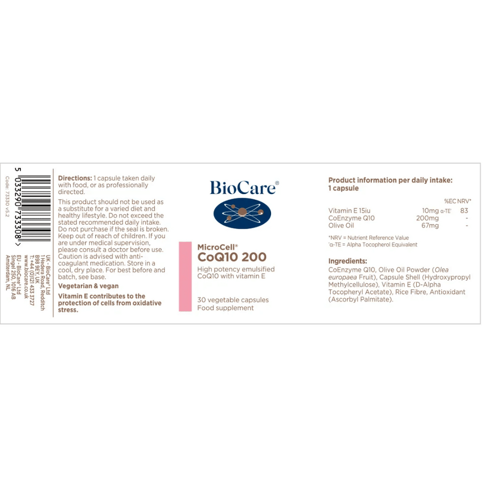 Biocare Microcell® Coq10 200 30 Caps- Lillys Pharmacy and Health Store