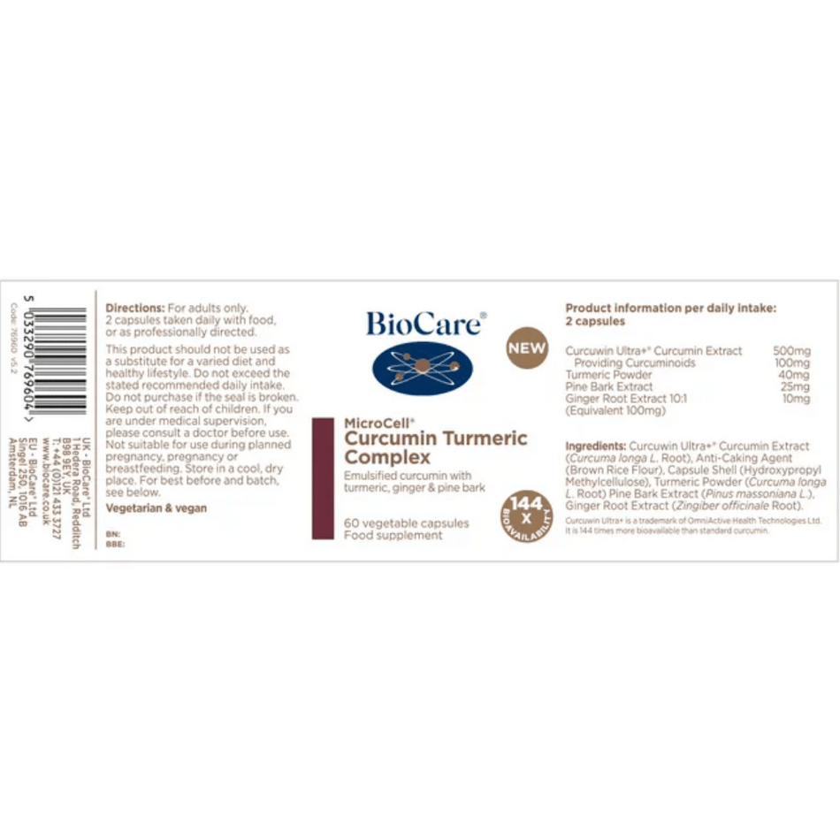 Biocare Microcell® Curcumin Turmeric Complex 60 Caps- Lillys Pharmacy and Health Store