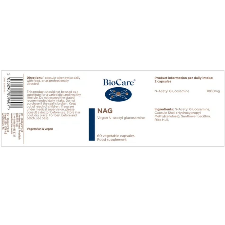 BioCare NAG (N-Acetyl Glucosamine) 60 Capsules- Lilys Pharmacy and Health Store