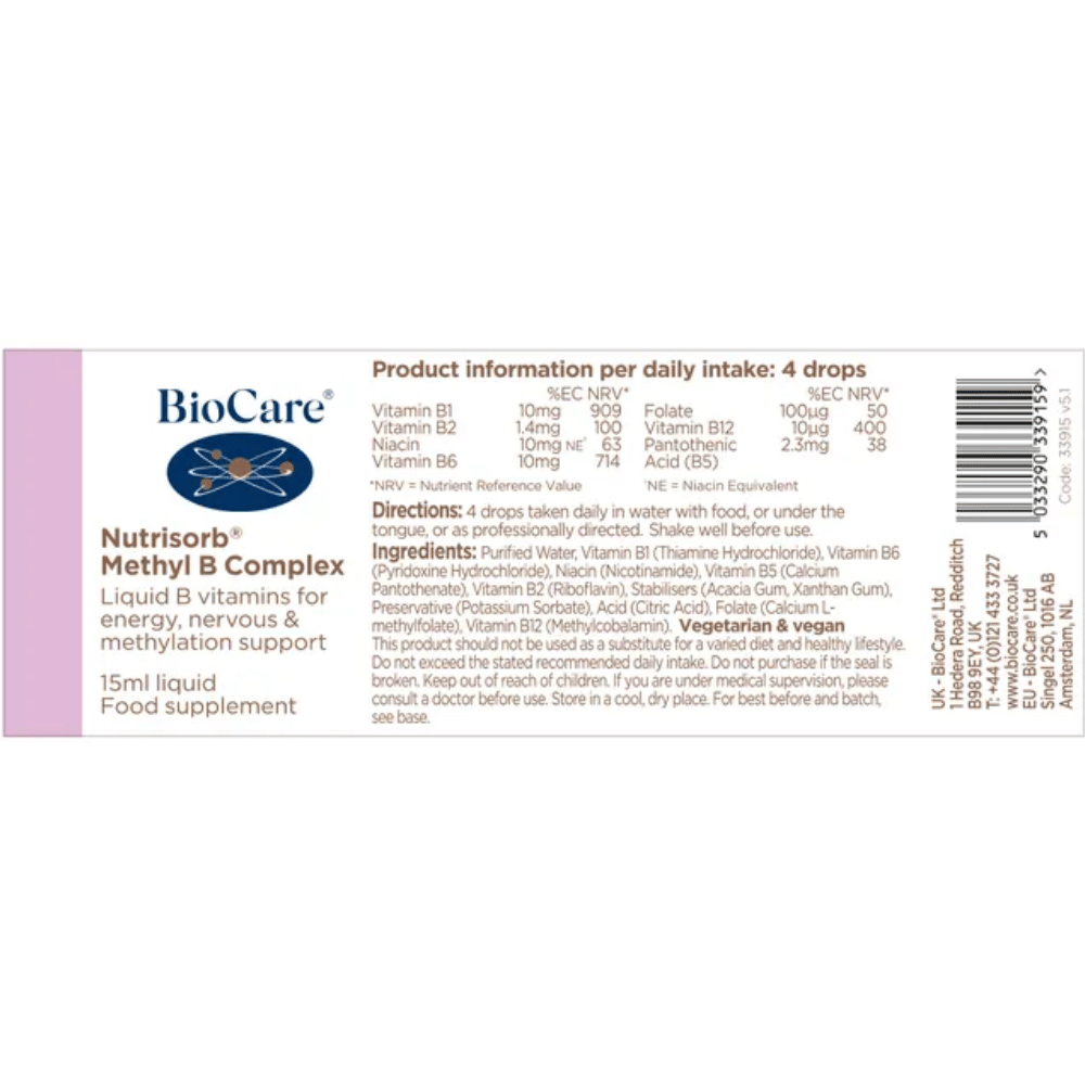 Biocare Nutrisorb Methyl B Complex 15ml- Lilys Pharmacy and Health Store