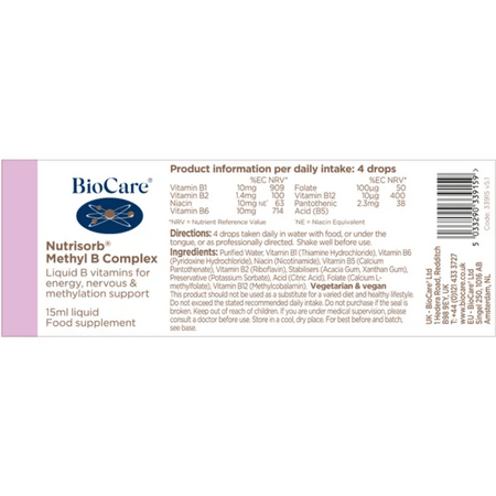Biocare Nutrisorb Methyl B Complex 15ml- Lilys Pharmacy and Health Store