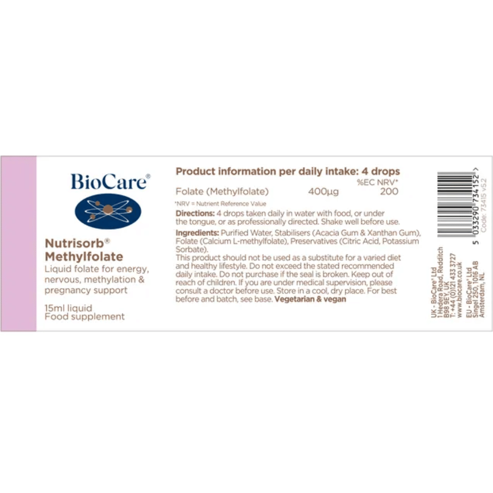 Biocare Nutrisorb® Methylfolate 15ml- Lillys Pharmacy and Health Store