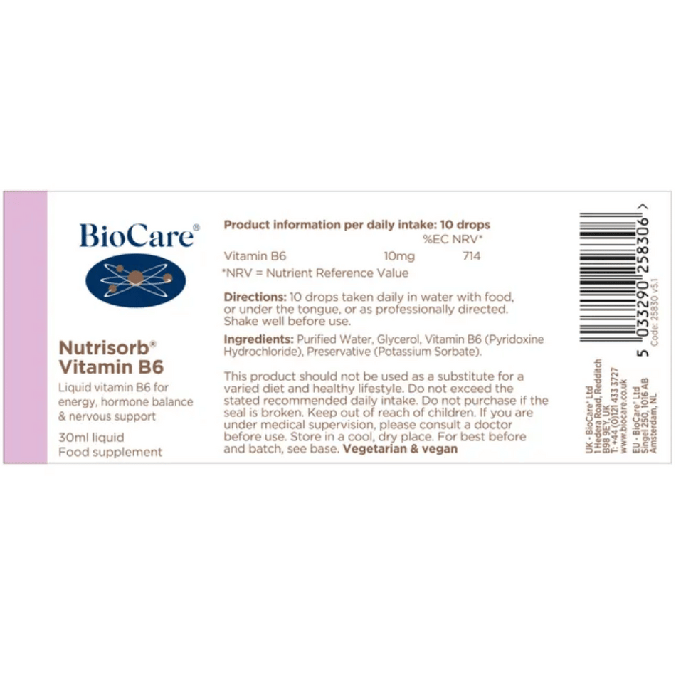 BioCare NutrisorbÂ® Vitamin B6 30ml- Lilys Pharmacy and Health Store
